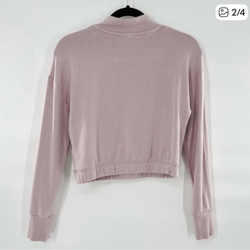 Gymshark Light Pink Cropped Quarter Zip Sweater with Pocket - Picture 3 of 4